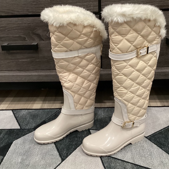 NWOT Michael Kors Fulton Quilted Rubber Rainboots Faux-fur (in box) - Picture 1 of 16